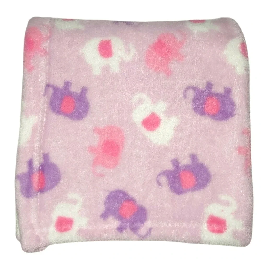Pink Purple White Elephant Baby Girl Fleece Blanket Lovey RN 123745 ? Soft 28x36
